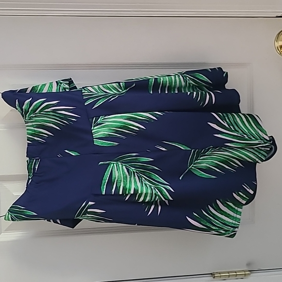 Shade Lover Palm Print Strapless Tie Front Romper - Picture 3 of 4